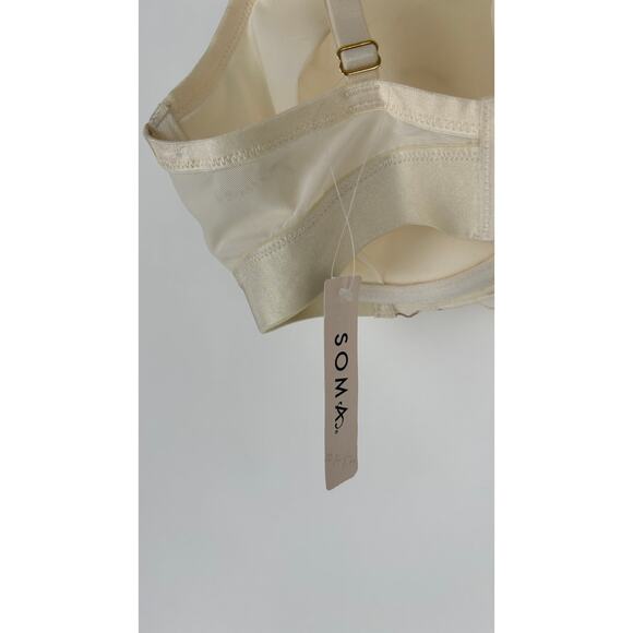 Soma Plunge Bra Linework Metallic Embroidery Womens Size 36DD Champagne Flawed - Picture 8 of 12
